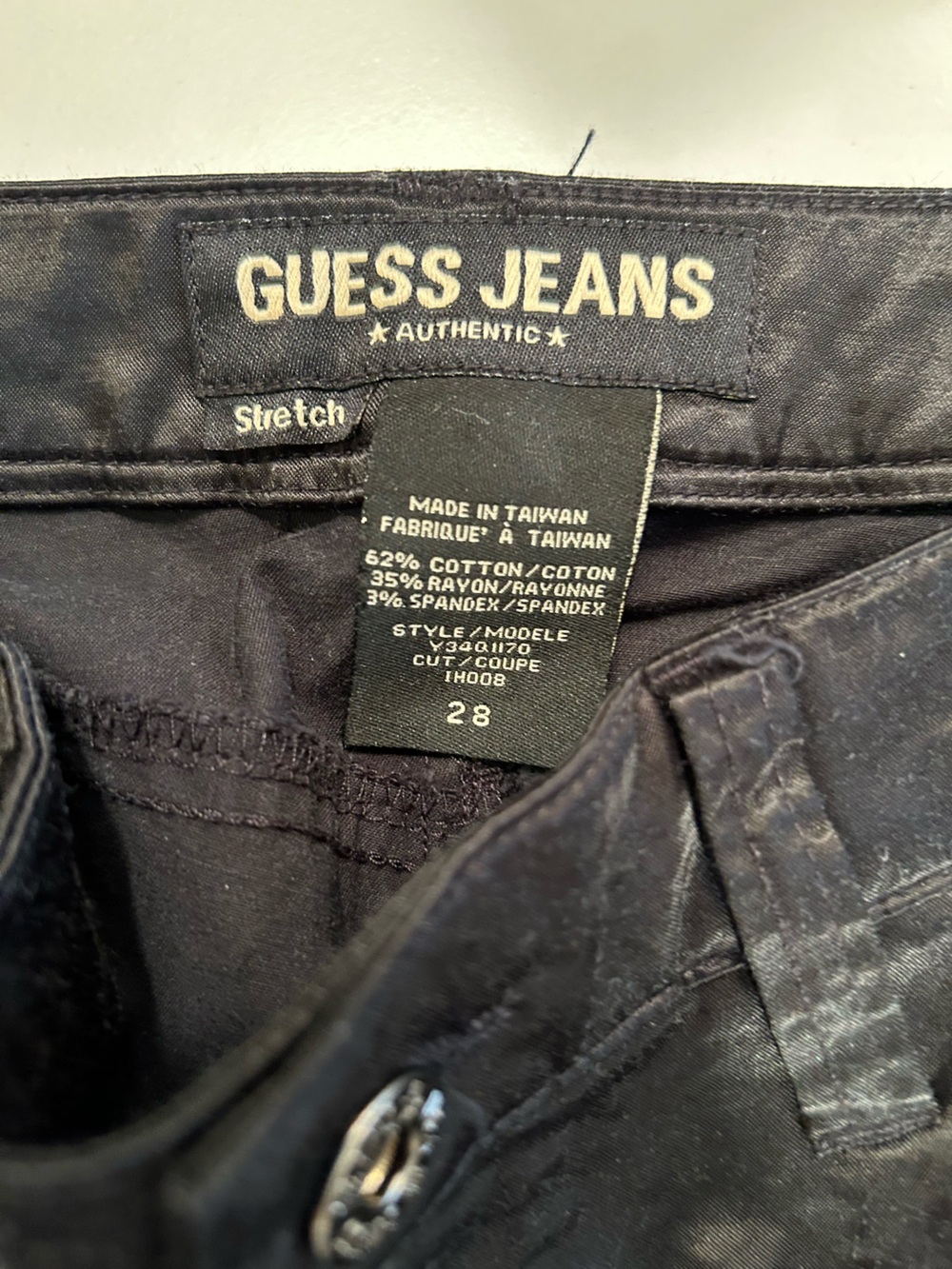 Guess Satin Like  Black Cargo Flare Pants NWOT Rare Vintage 90”s - Picture 2 of 13
